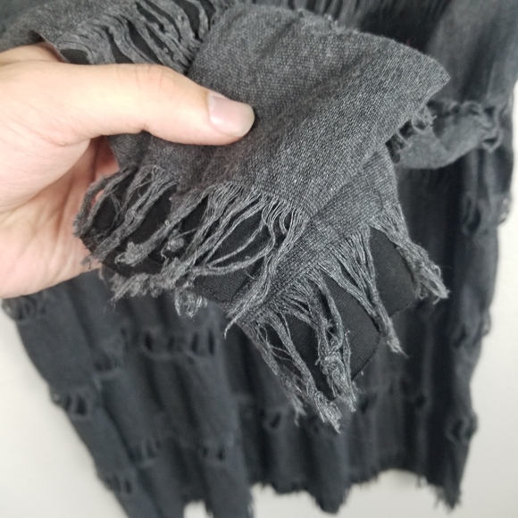 Zara Dark Grey Goth Witchcore Destroyed Distressed Long Sleeve Tee Size Small - Picture 12 of 12